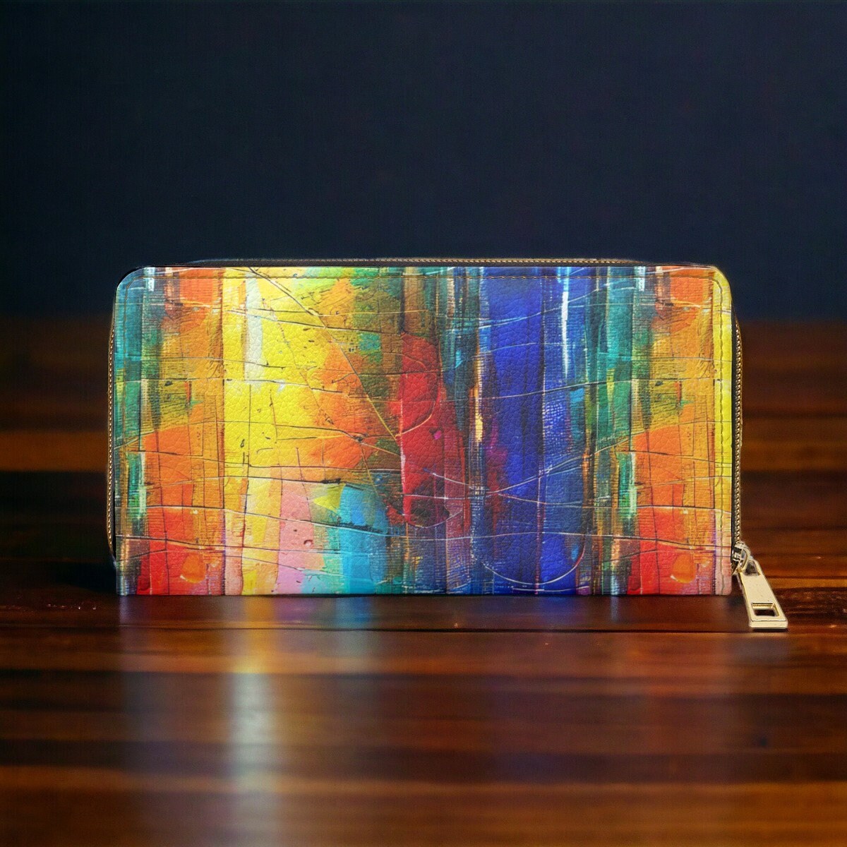 Colorful Vegan Wallet Faux Leather Zipper Wallet Rainbow Travel Wallet Gift For Makeup Artist Maximalist Cute Wallet Zip Around Wallet