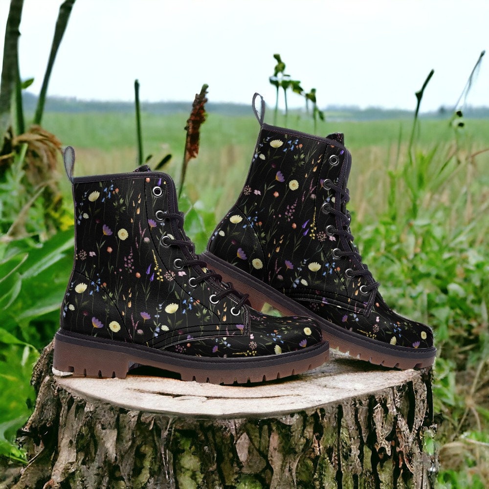 Combat Boots, Vegan Leather Combat Boots, Witchy Magic, Boots Boho, Witch Boots, Boho Festival Wear, Faux Leather Boot Forest Witch