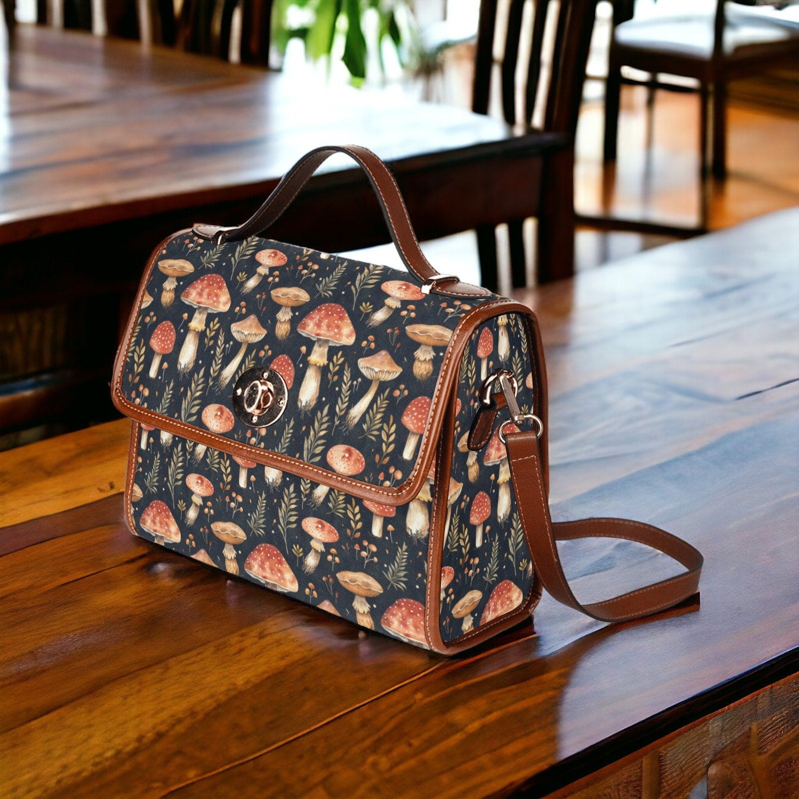 Canvas Crossbody Bag, Mushroom Gifts, Crossbody Purse, Small Crossbody Bag, Women Cute Lunch Bag, School Bag Shoulder, Unique Purse