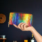 Colorful Vegan Wallet Faux Leather Zipper Wallet Rainbow Travel Wallet Gift For Makeup Artist Maximalist Cute Wallet Zip Around Wallet