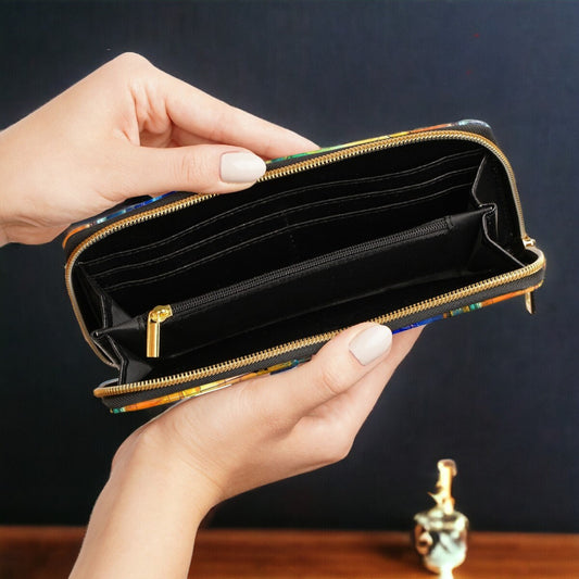 Colorful Vegan Wallet Faux Leather Zipper Wallet Rainbow Travel Wallet Gift For Makeup Artist Maximalist Cute Wallet Zip Around Wallet