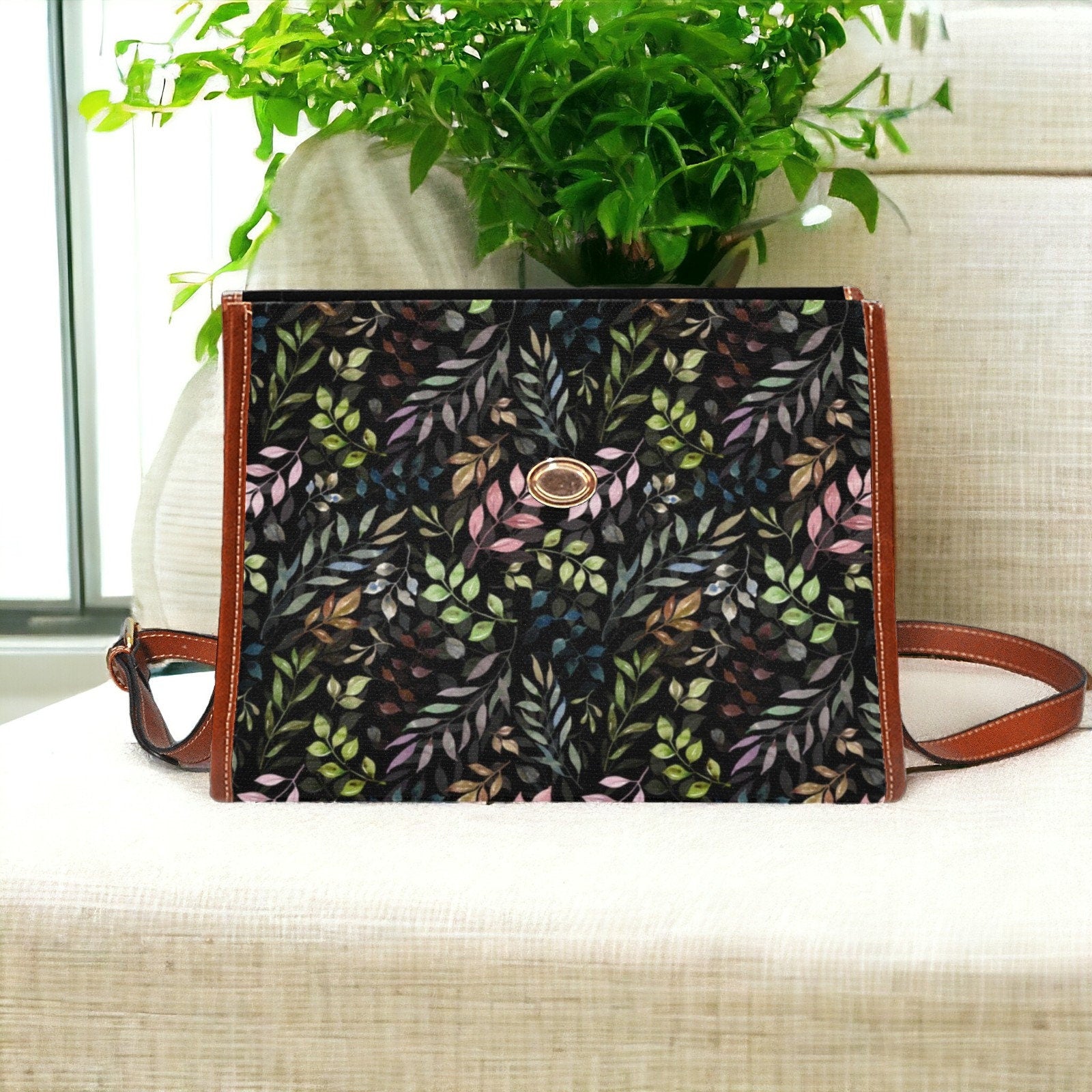 Canvas Crossbody Bag, Cottagecore Satchel Bag, Cute Women Cross Body Purse, Dark Academia, Gothic Purse, Novelty Purse, Dark Cottagecore Bag