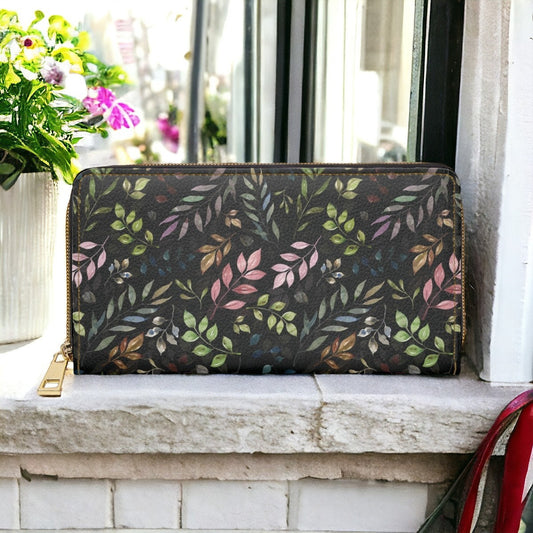 Cottagecore Wallet Cute Wallet Wildflower Vegan Zip Wallet Goth Gift Gothic Vegan Leather Dark Cottage Core Boho Wallet Travel Gift for Her