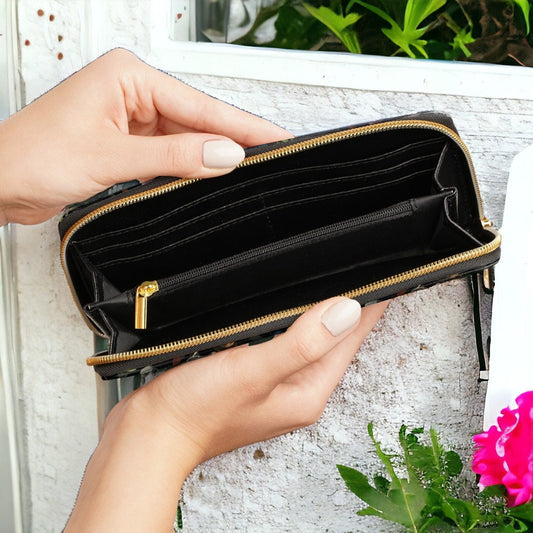 Cottagecore Wallet Cute Wallet Wildflower Vegan Zip Wallet Goth Gift Gothic Vegan Leather Dark Cottage Core Boho Wallet Travel Gift for Her
