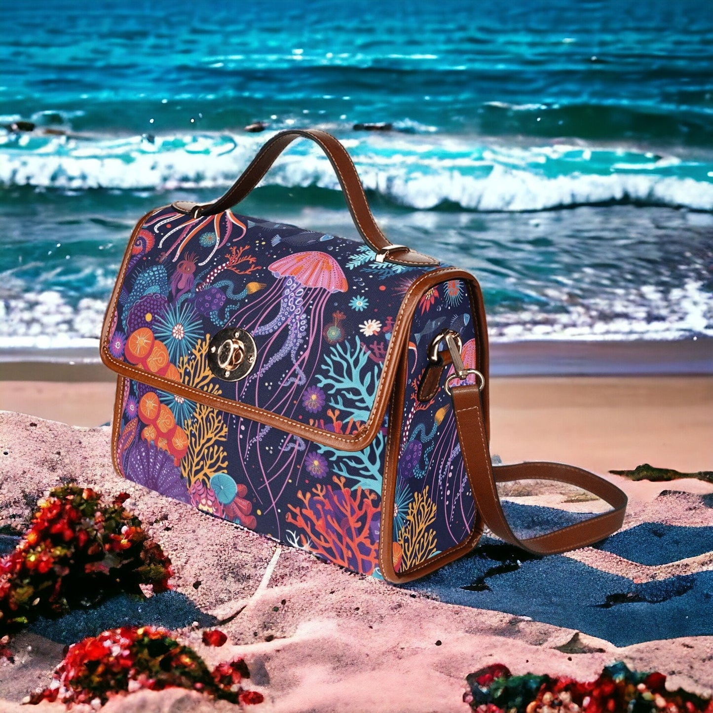 Satchel, Canvas Crossbody Bag, Beach Bag, Dark Academia, Dark Cottagecore, Dark Aesthetic, Cross Body Bag, Goth Bag, Summer Purse