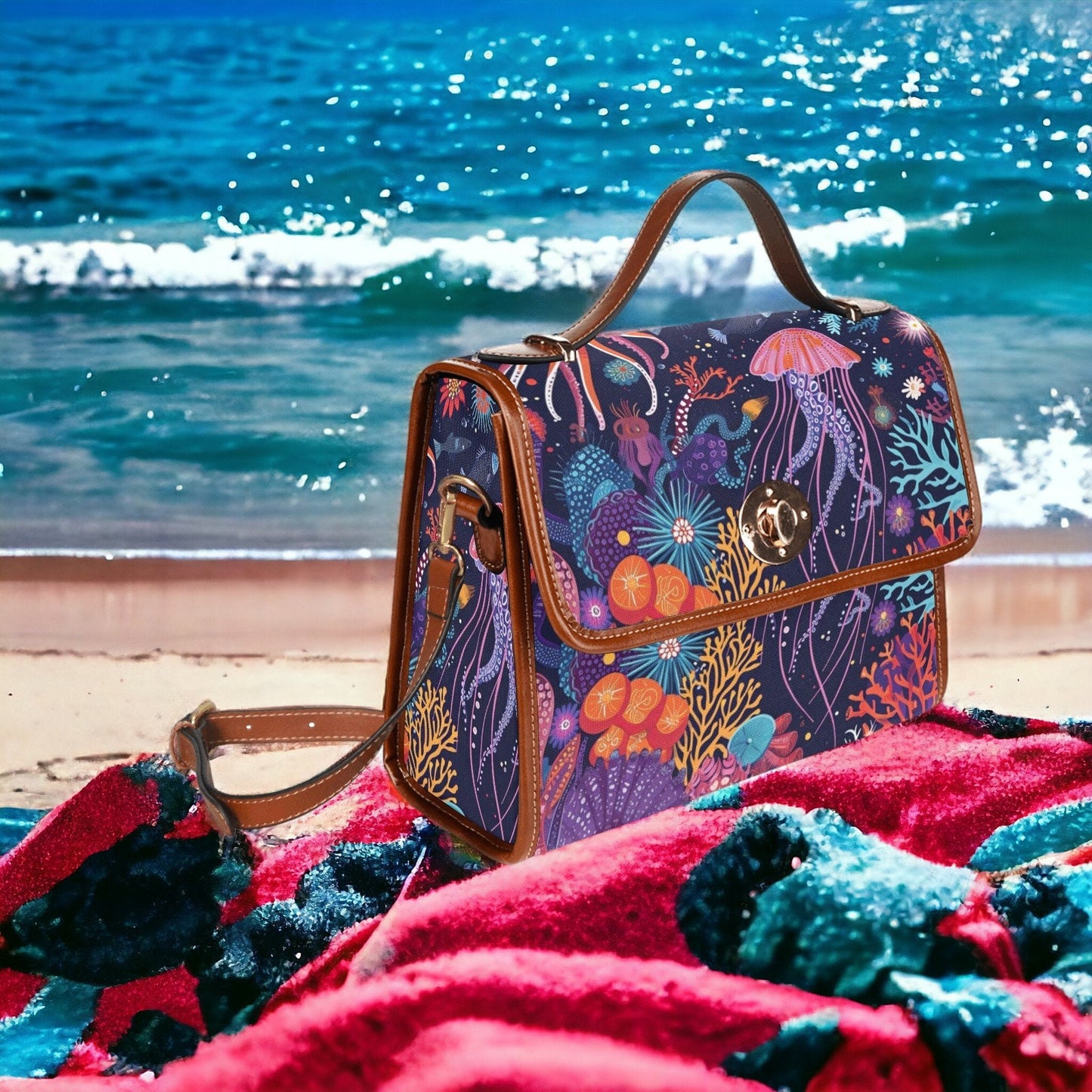 Satchel, Canvas Crossbody Bag, Beach Bag, Dark Academia, Dark Cottagecore, Dark Aesthetic, Cross Body Bag, Goth Bag, Summer Purse