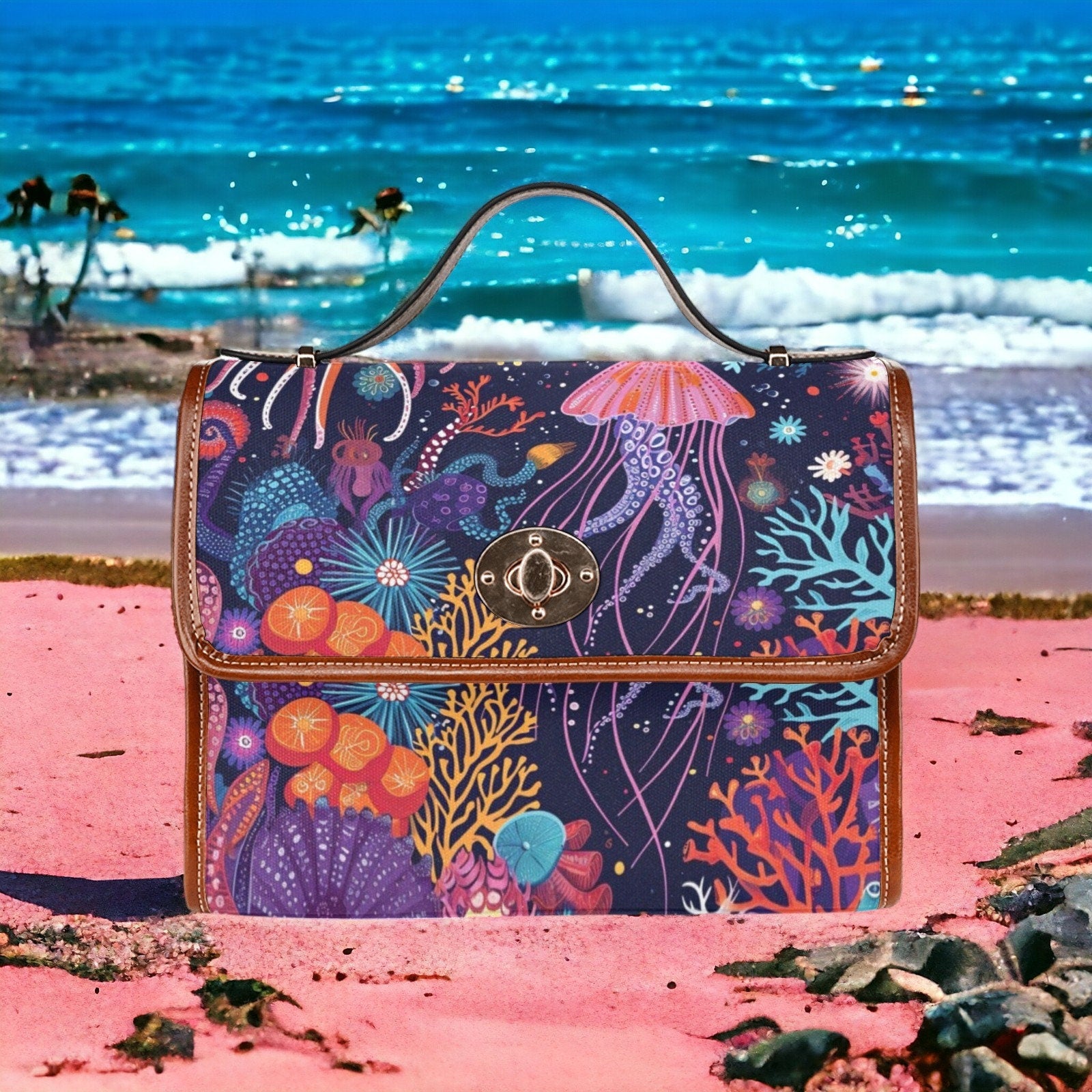 Satchel, Canvas Crossbody Bag, Beach Bag, Dark Academia, Dark Cottagecore, Dark Aesthetic, Cross Body Bag, Goth Bag, Summer Purse