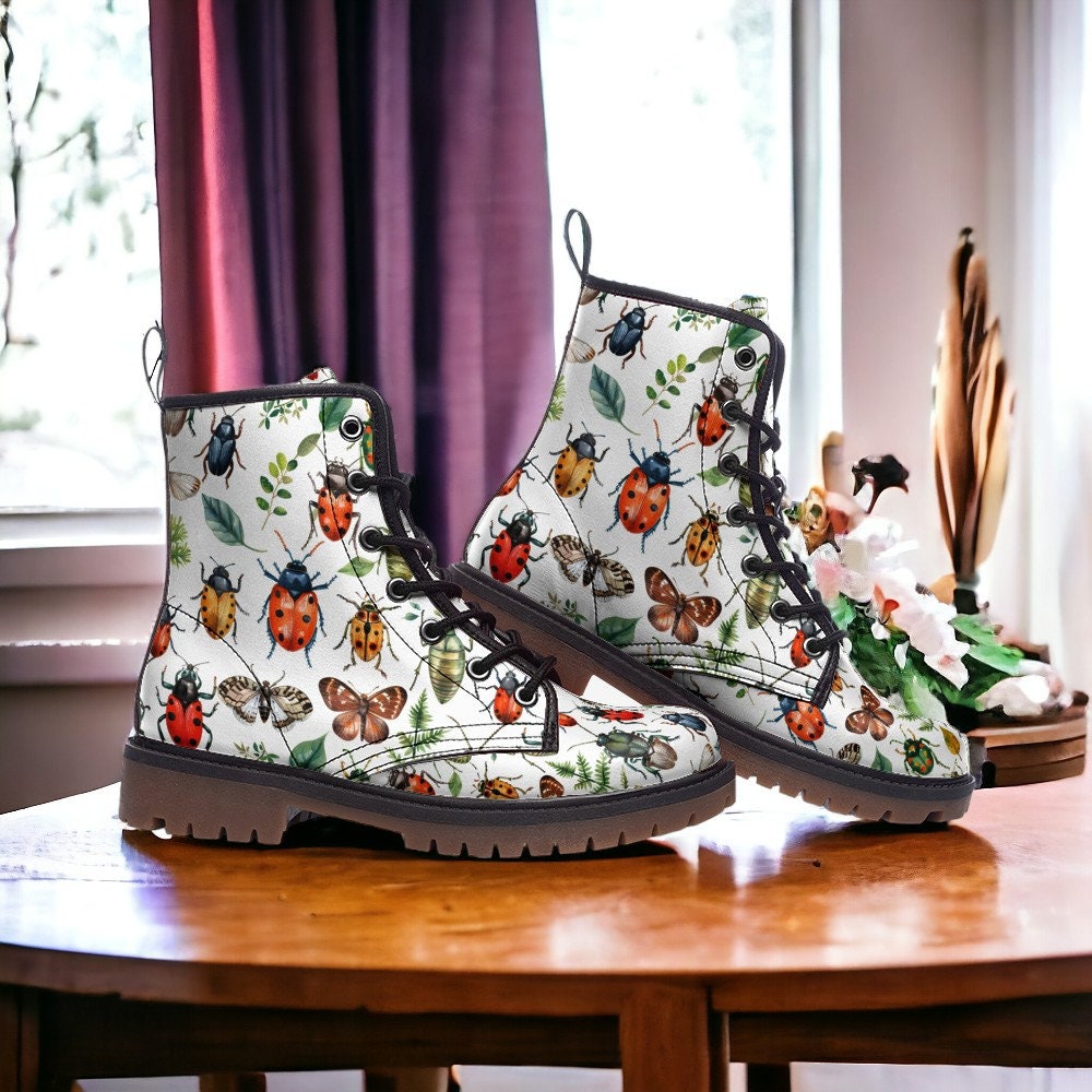 Combat Boots, Snails, Vegan Leather Combat Boots, Witchy Magic, Boots Boho, Witch Boots, Boho Festival Wear, Faux Leather Boot Forest Witch