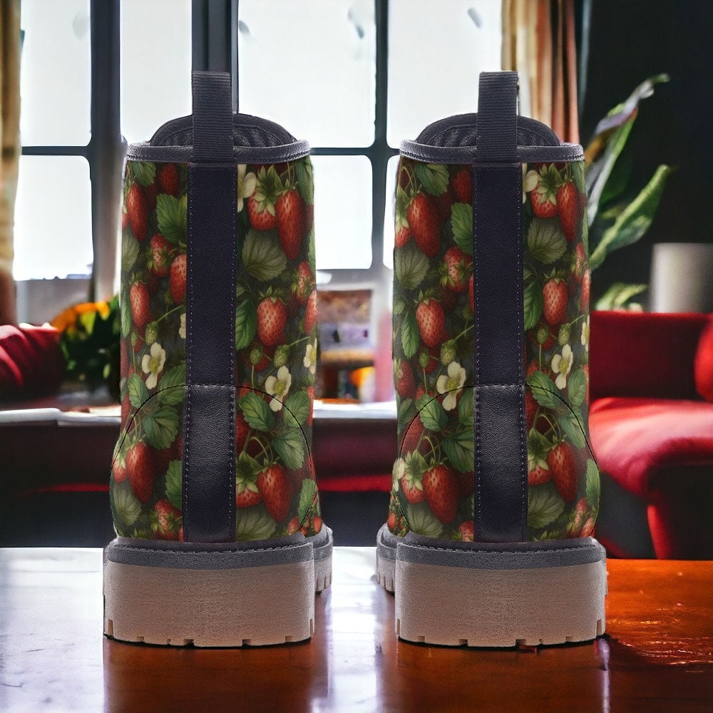 Strawberry Plants Combat Boots