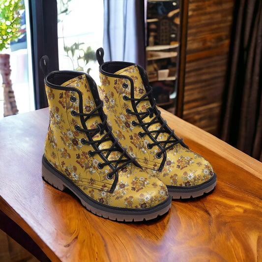 Combat Boots, Dark Cottagecore Boots, Vegan Leather, Classic Boot, Moody Florals, Boho Boots, Woodland Witch Boot, Faecore Boots,
