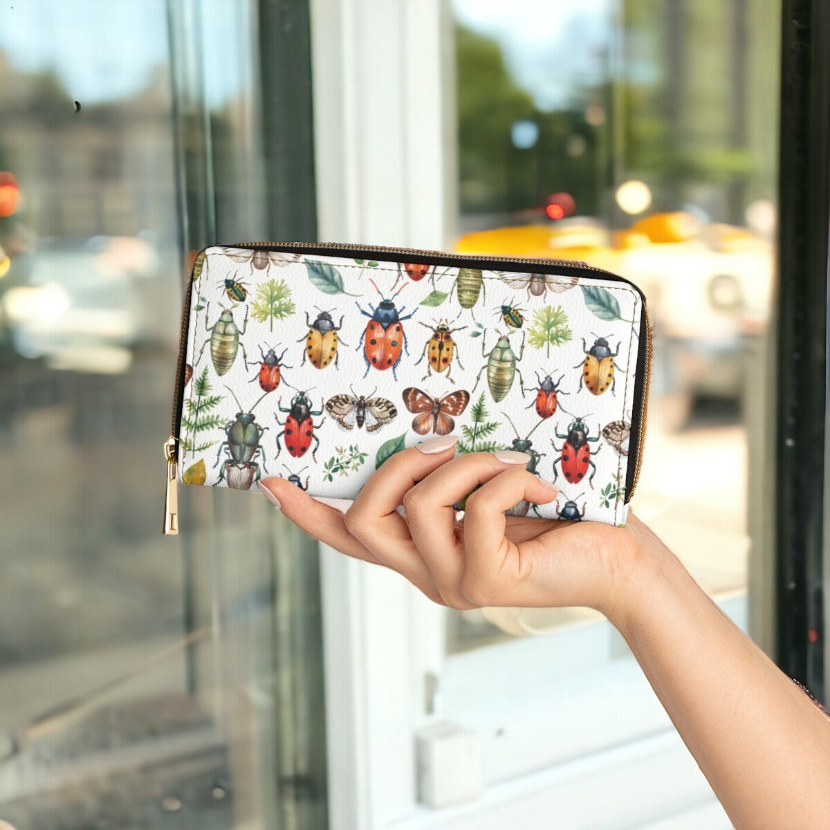 Insect Wallet Light Academia Wallet Goblincore Zip Up Wallet Dark Cottagecore Gift for Witch Lovers Vegan Leather Wallet Women Travel Wallet