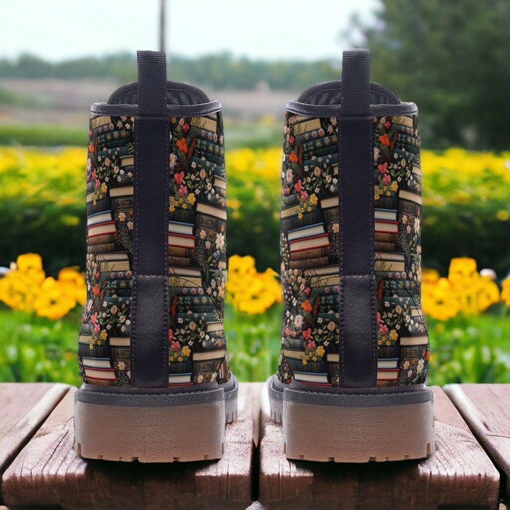 Combat Boots, Book Lover Gift, Bookworm, Banned Books, Love Reading, Reading Gift, Library, Librarian Gifts, Cottagecore Boots Vegan Leather