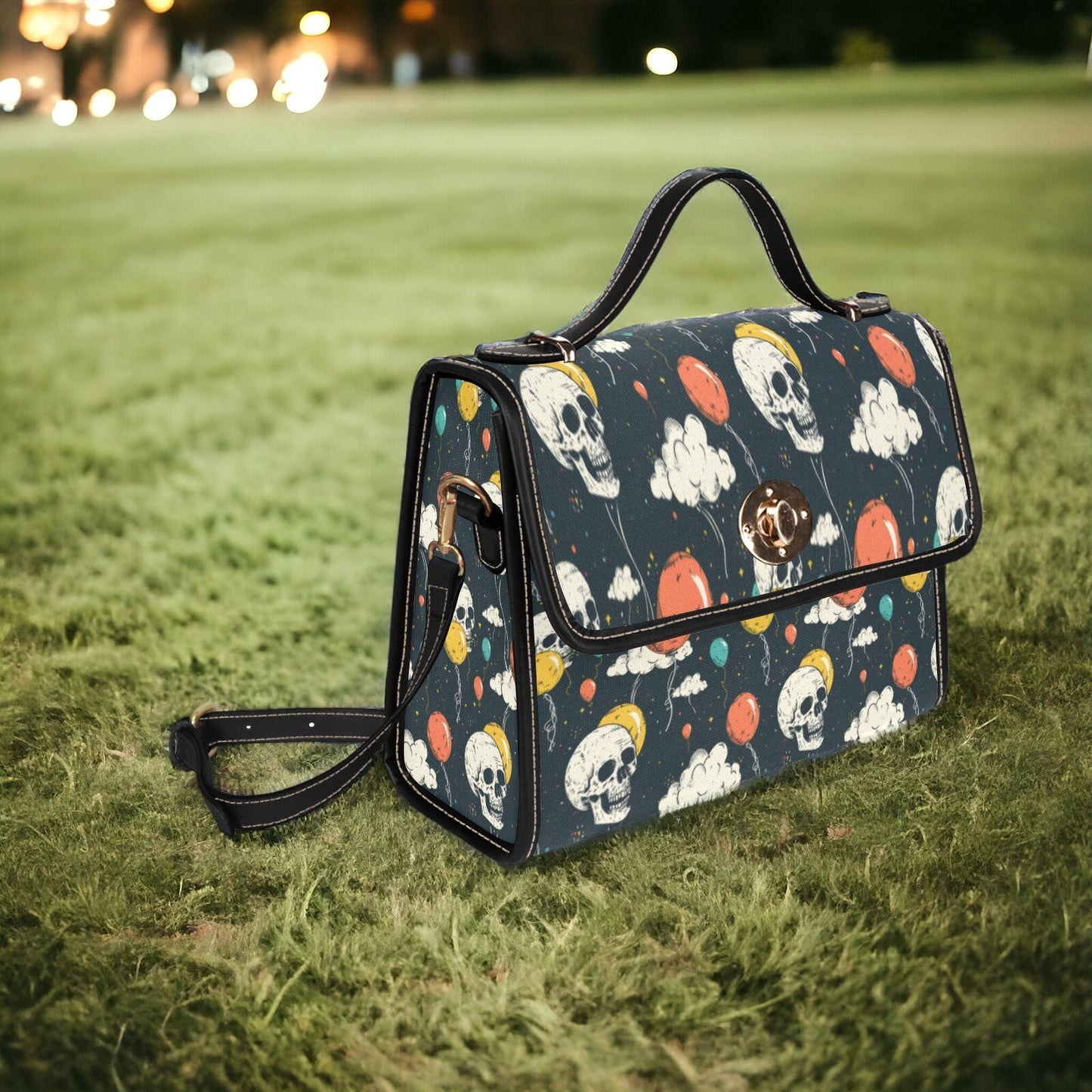 Canvas Crossbody Bag, Gothic Purse, Dark Cottagecore, Hand Bag, Gift for Goth Lovers, Mens Crossbody Bag, Novelty Purse, Skull Purse