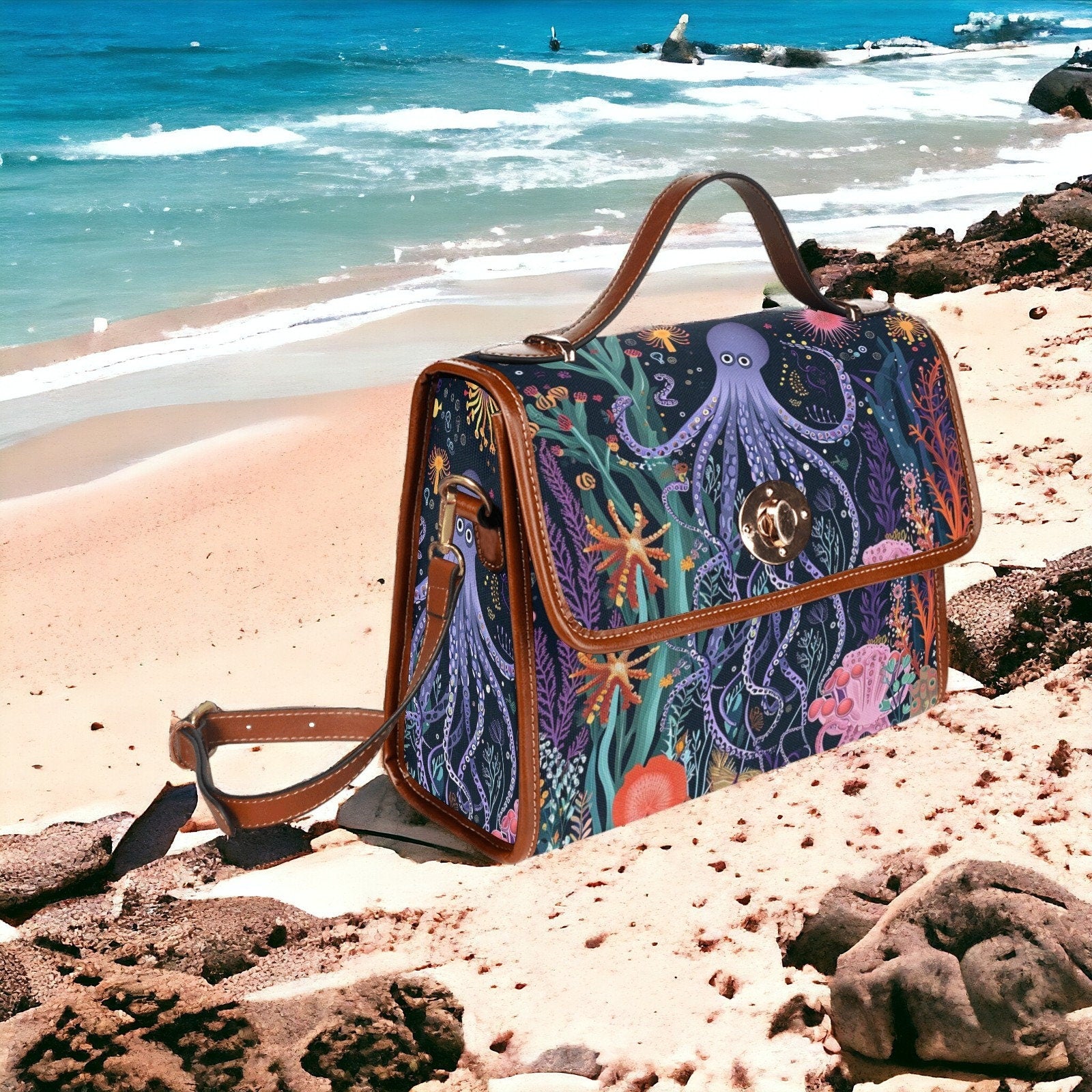 Satchel, Canvas Crossbody Bag, Beach Bag, Dark Academia, Dark Cottagecore, Dark Aesthetic, Cross Body Bag, Goth Bag, Summer Purse