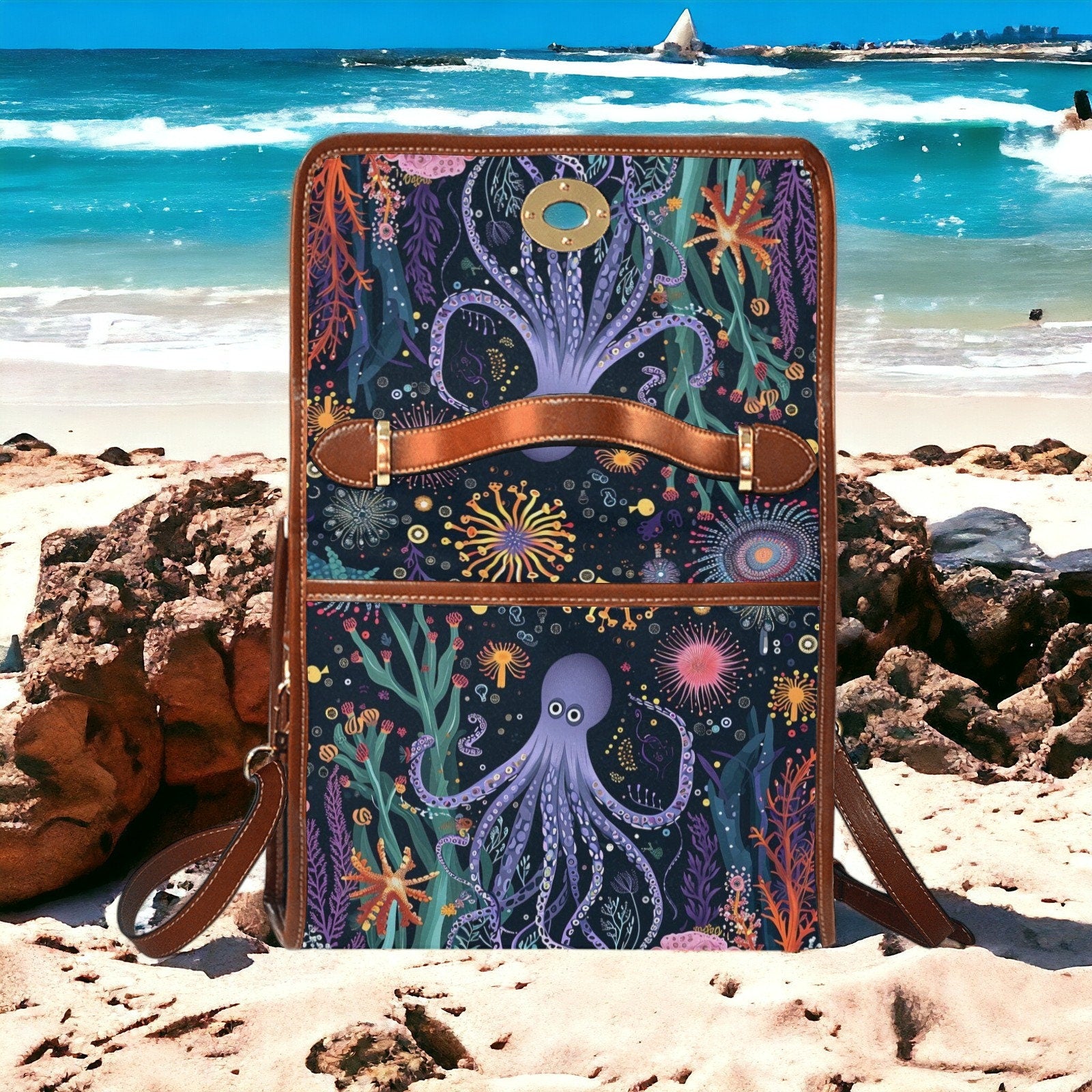 Satchel, Canvas Crossbody Bag, Beach Bag, Dark Academia, Dark Cottagecore, Dark Aesthetic, Cross Body Bag, Goth Bag, Summer Purse