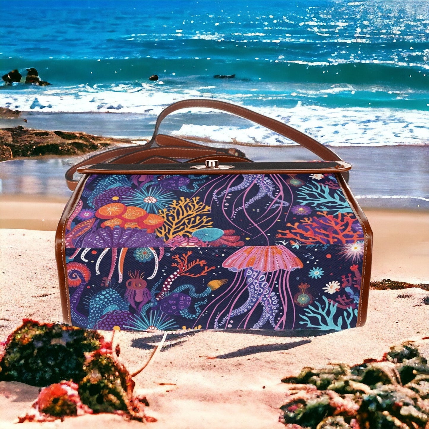 Satchel, Canvas Crossbody Bag, Beach Bag, Dark Academia, Dark Cottagecore, Dark Aesthetic, Cross Body Bag, Goth Bag, Summer Purse