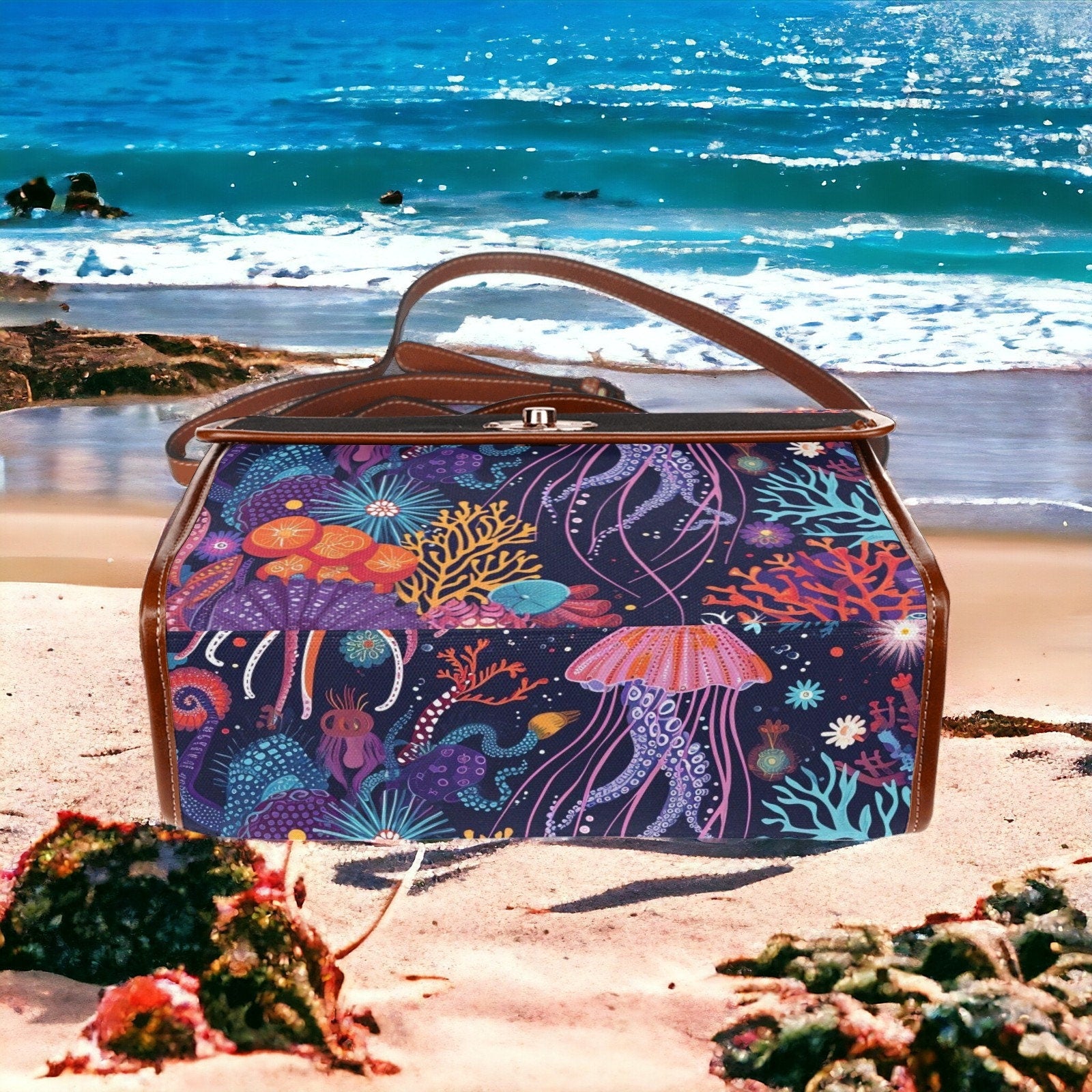 Satchel, Canvas Crossbody Bag, Beach Bag, Dark Academia, Dark Cottagecore, Dark Aesthetic, Cross Body Bag, Goth Bag, Summer Purse