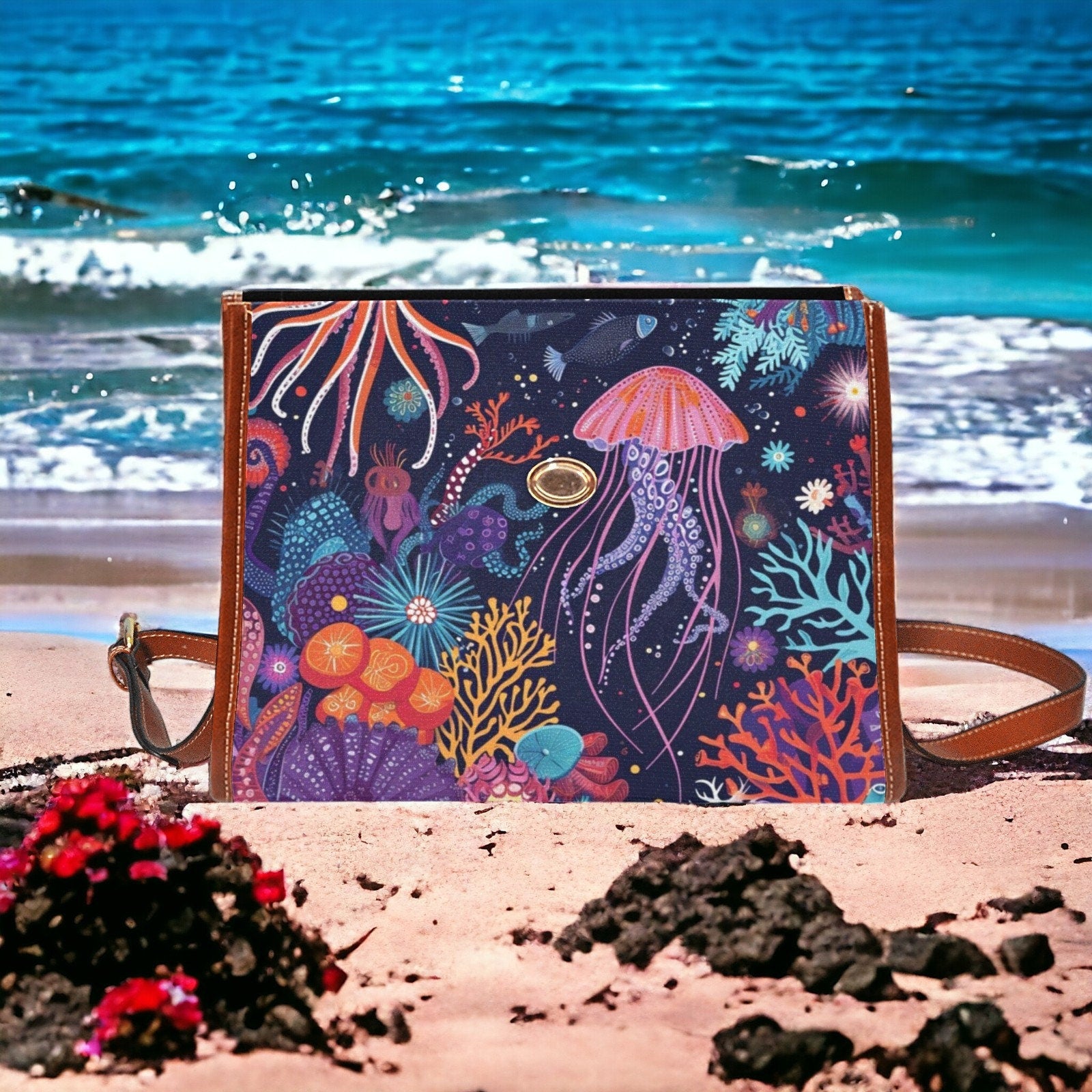 Satchel, Canvas Crossbody Bag, Beach Bag, Dark Academia, Dark Cottagecore, Dark Aesthetic, Cross Body Bag, Goth Bag, Summer Purse