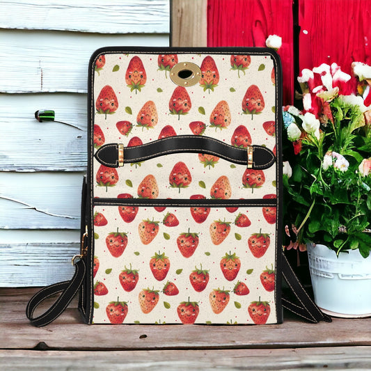 Strawberry Bag Goblincore Cottage Core Bag Strawberry Purse Farmers Market Bag Cottagecore Gardening Bag Strawberry Print Vintage Aesthetic