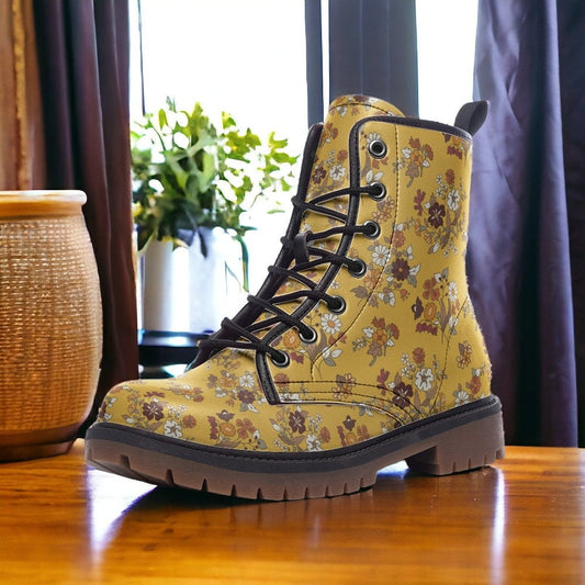 Combat Boots, Dark Cottagecore Boots, Vegan Leather, Classic Boot, Moody Florals, Boho Boots, Woodland Witch Boot, Faecore Boots,