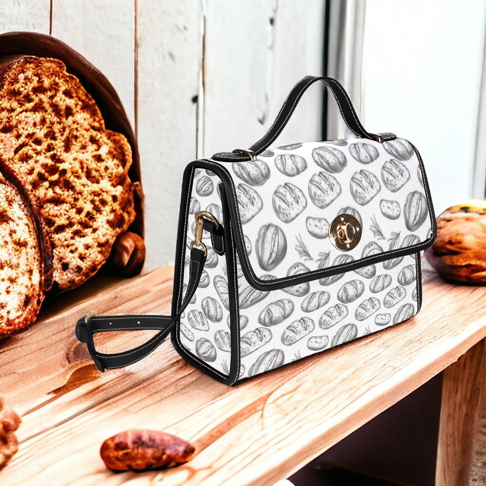 Sourdough, Canvas Crossbody Bag, Sourdough Starter Purse, Cottagecore, Hand Bag, Gift for Baking Lovers, Mens Crossbody Bag, Sourdough Bread