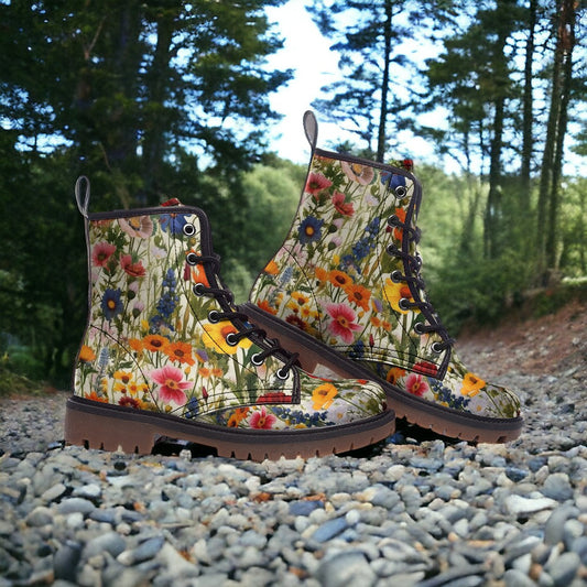 Combat Boots, Cottagecore Boots, Wildflowers, Vegan Leather, Classic Boot, Moody Florals, Boho Boots, Woodland Witch Boot, Faecore Boots