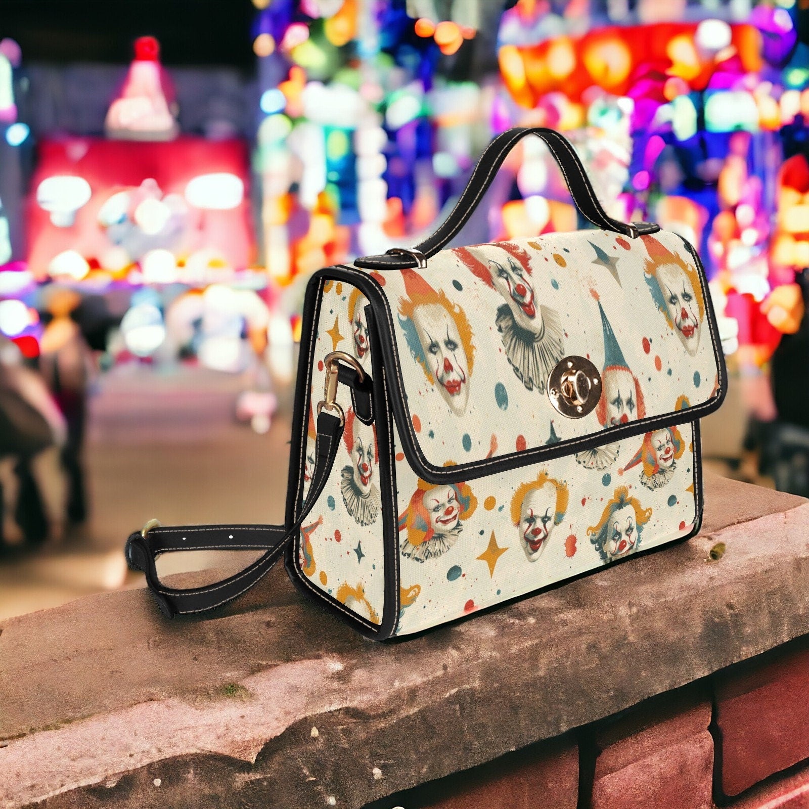 Clowncore, Satchel, Canvas Crossbody Bag, Cross Body Bag, Novelty Purse, Messenger Bag, Weirdcore, Hand Bag, Clowncore Clothing, Weird Stuff