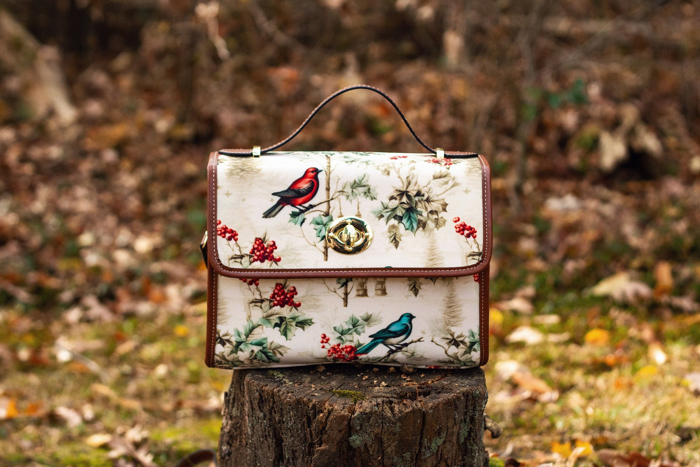 Vintage Christmas Birds Satchel