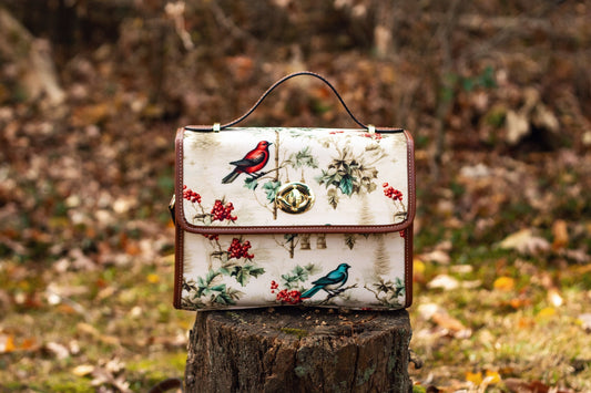 Vintage Christmas Birds Satchel