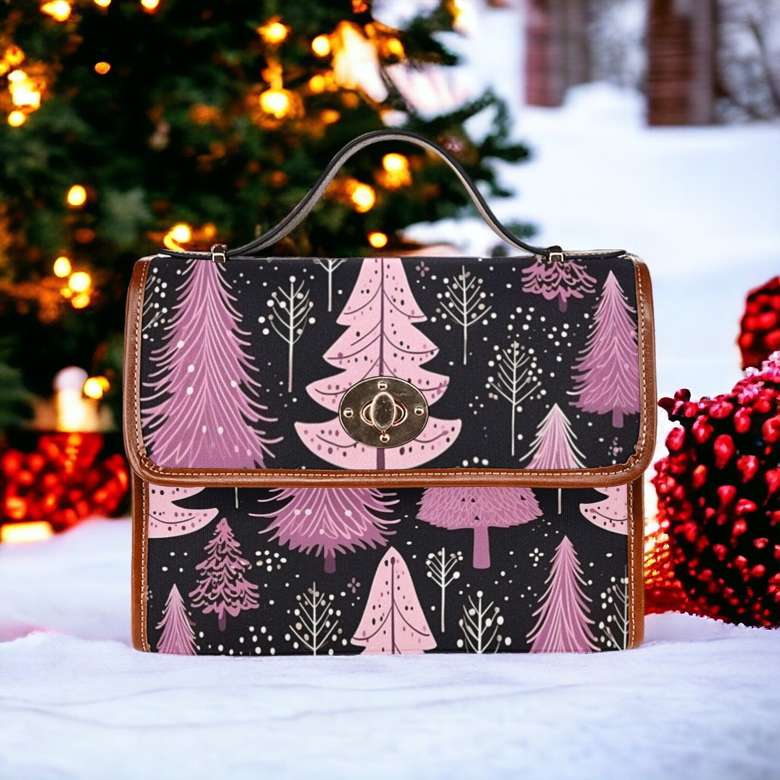 Canvas Crossbody Bag, Canvas Messenger Bag, Toiletry Bag Women, Large Crossbody Bag, Cute Crossbody Bag, Pink Christmas Outfit, Gift for her