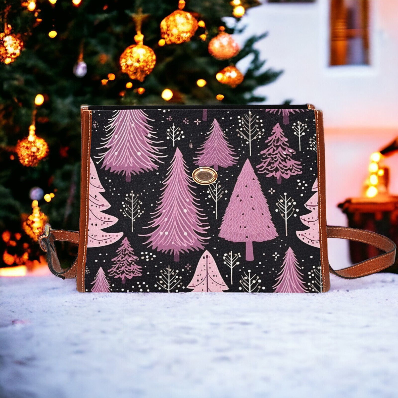 Canvas Crossbody Bag, Canvas Messenger Bag, Toiletry Bag Women, Large Crossbody Bag, Cute Crossbody Bag, Pink Christmas Outfit, Gift for her