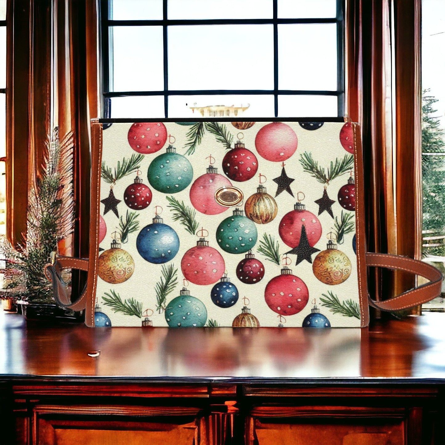 Canvas Crossbody Bag Mens Vintage Christmas Trees Purse Dark Academia Soft Leather Crossbody Bag Holiday Outfit Accessory