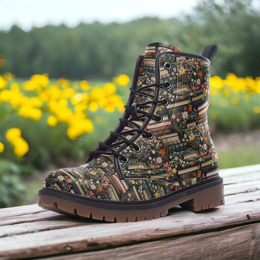 Combat Boots, Book Lover Gift, Bookworm, Banned Books, Love Reading, Reading Gift, Library, Librarian Gifts, Cottagecore Boots Vegan Leather