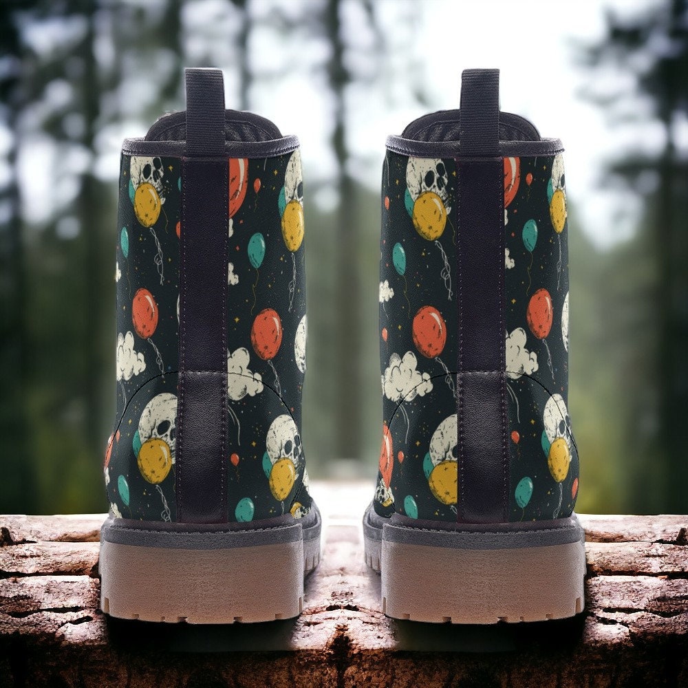 Skull Shoes, Goth Shoes, Black Vegan Leather Boots, Combat Boots, Novelty Shoes, Goth Birthday Outfit, Halloween Cute Shoes, Gift for Gothic