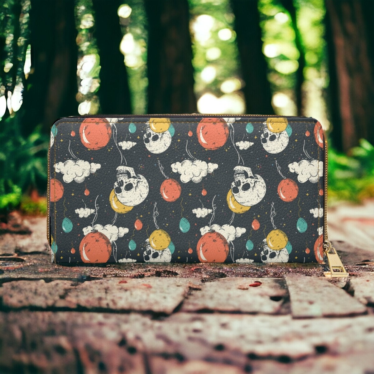 Zip Around Wallet, Credit Card Wallet, Wallet Goth, Zip Up Wallet, Gift for Witchy Lovers, Vegan Leather Wallet, Women Travel Wallet