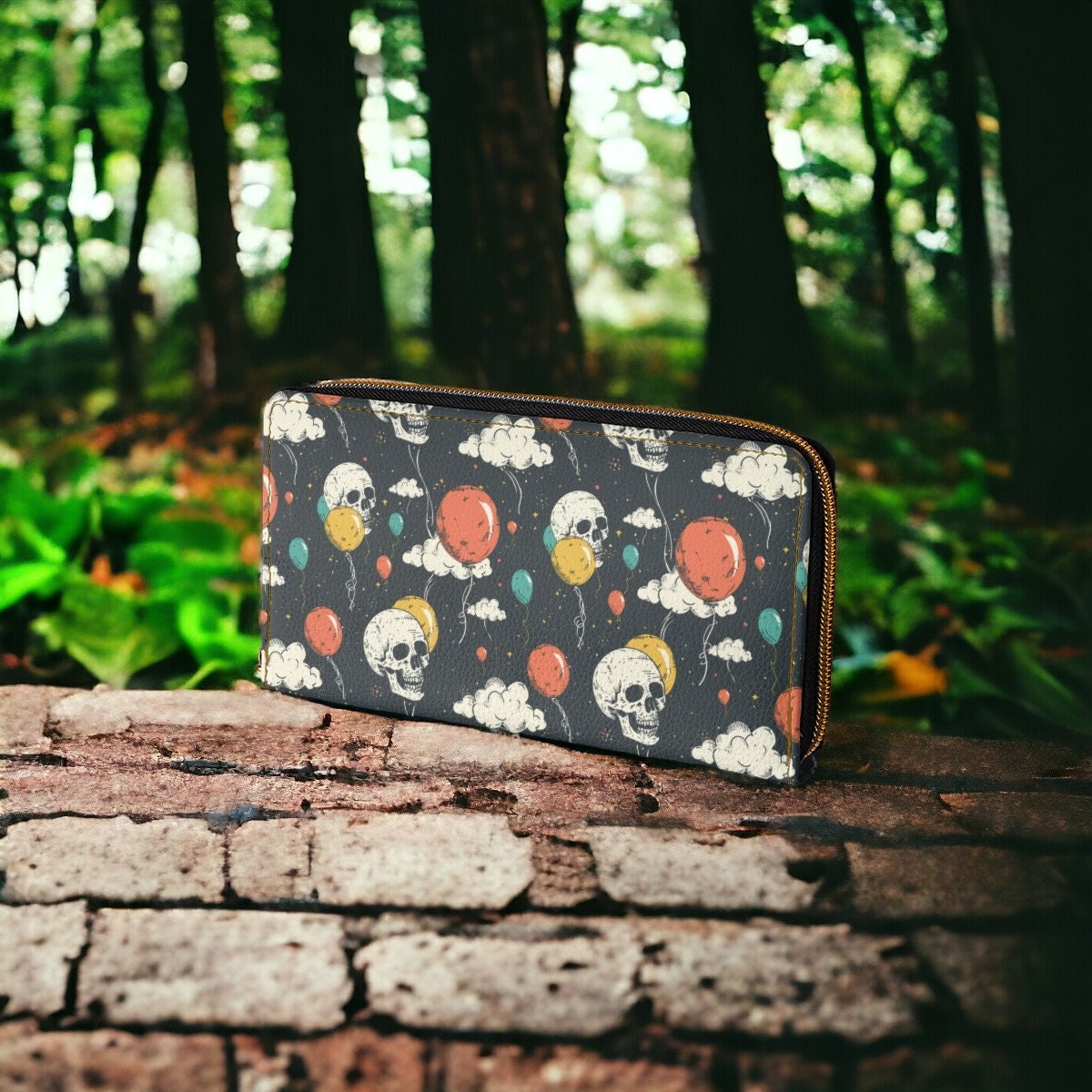 Zip Around Wallet, Credit Card Wallet, Wallet Goth, Zip Up Wallet, Gift for Witchy Lovers, Vegan Leather Wallet, Women Travel Wallet