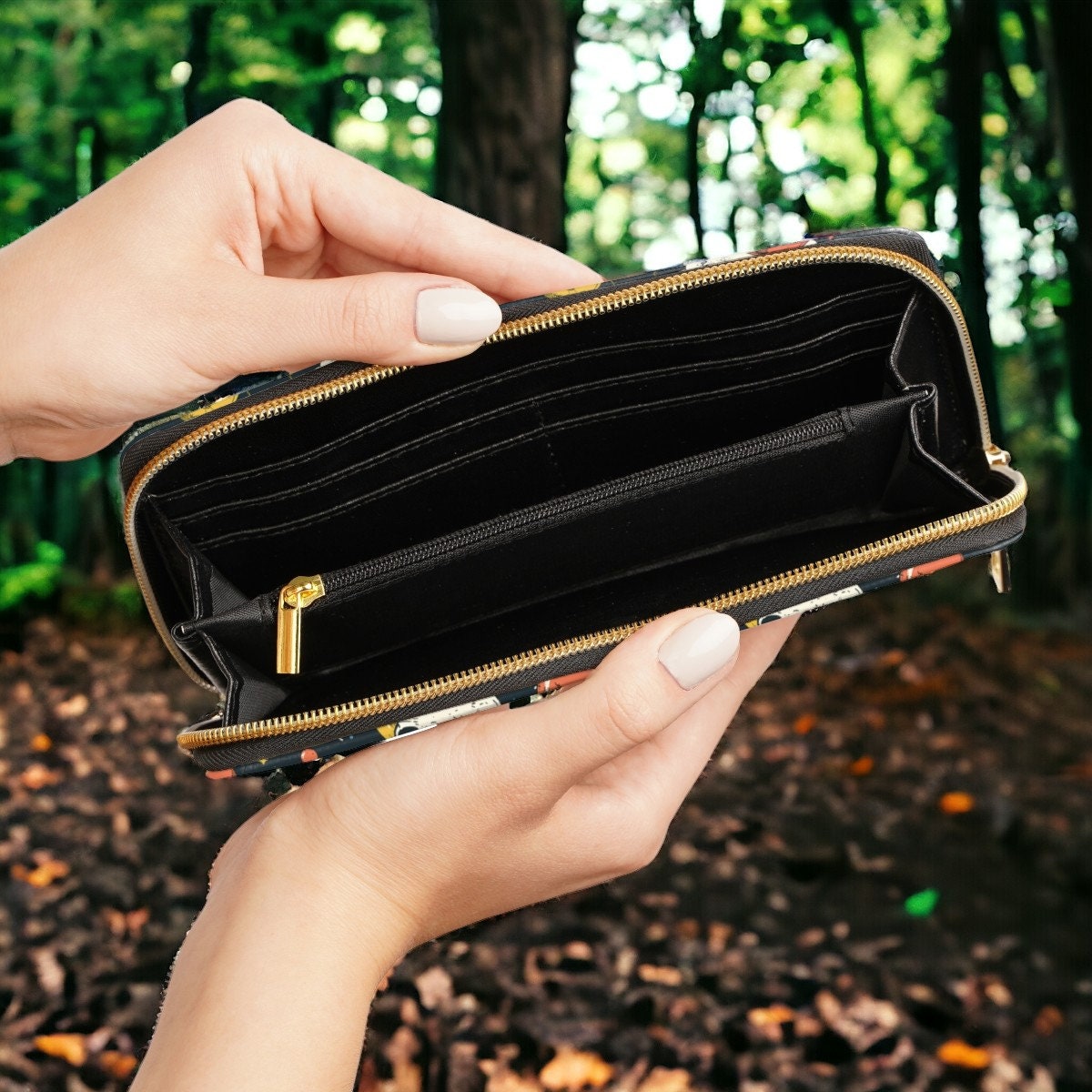 Zip Around Wallet, Credit Card Wallet, Wallet Goth, Zip Up Wallet, Gift for Witchy Lovers, Vegan Leather Wallet, Women Travel Wallet