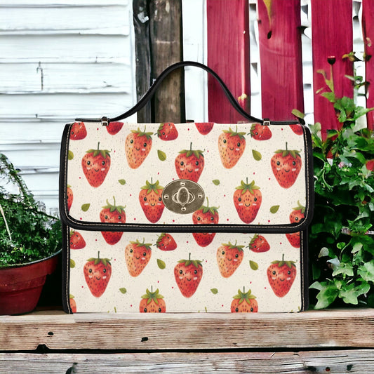 Strawberry Bag Goblincore Cottage Core Bag Strawberry Purse Farmers Market Bag Cottagecore Gardening Bag Strawberry Print Vintage Aesthetic