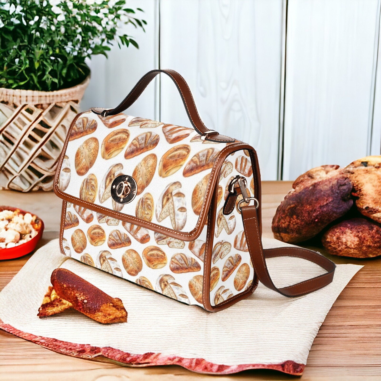 Sourdough, Canvas Crossbody Bag, Sourdough Starter Purse, Cottagecore, Hand Bag, Gift for Baking Lovers, Mens Crossbody Bag, Sourdough Bread