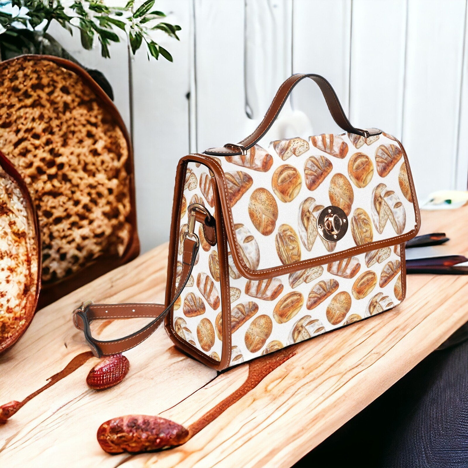 Sourdough, Canvas Crossbody Bag, Sourdough Starter Purse, Cottagecore, Hand Bag, Gift for Baking Lovers, Mens Crossbody Bag, Sourdough Bread