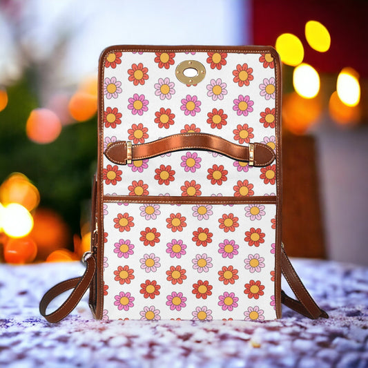 Groovy Flower Bag, Satchel, Canvas Crossbody Bag, Retro Floral Purse, Tote Bag, Cross Body Bag, Funky Bag, Summer Purse