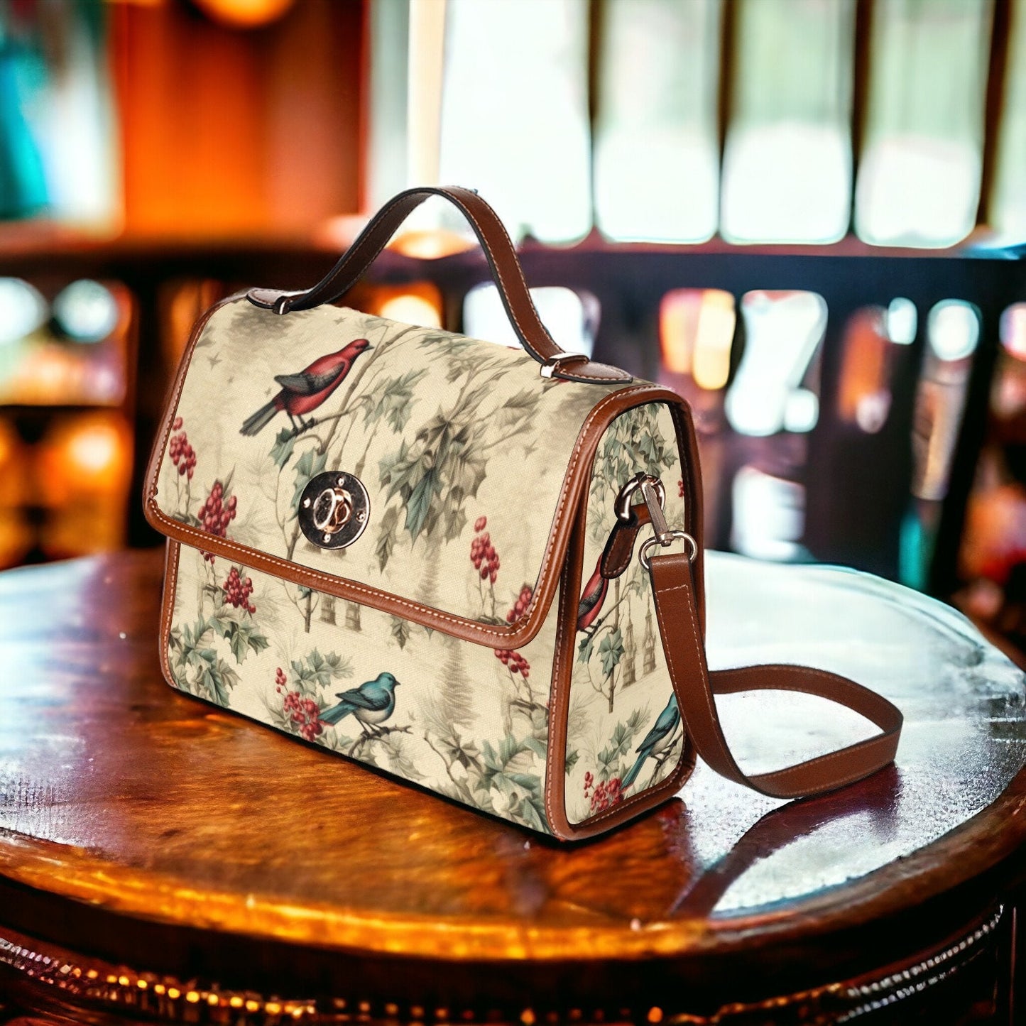 Vintage Christmas Birds Satchel