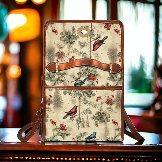 Vintage Christmas Birds Satchel