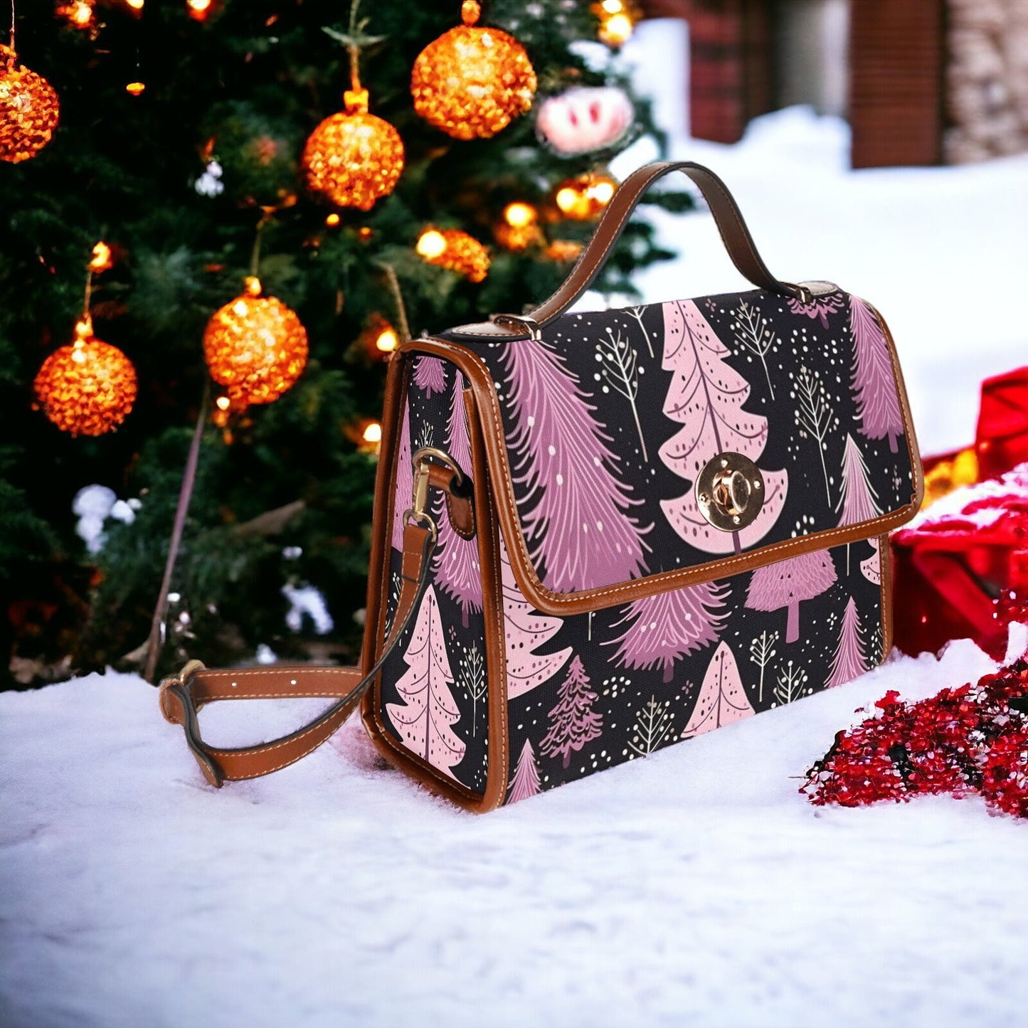 Canvas Crossbody Bag, Canvas Messenger Bag, Toiletry Bag Women, Large Crossbody Bag, Cute Crossbody Bag, Pink Christmas Outfit, Gift for her