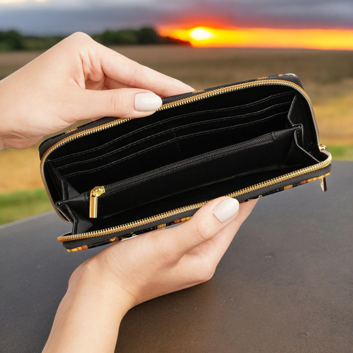 Pumpkin Wallet, Slim Wallet, Fall Print, Vegan Gifts For Her, Vegan Leathe,r Credit Card Wallet, Slim Leather, Wallet Women, Gothic Wallet