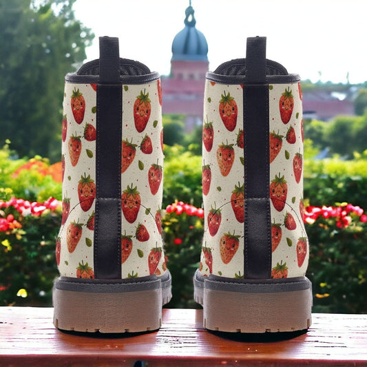 Combat Boots, Mens Leather Boots, Witch Shoes, Strawberry Shoes, Women's Platform, Cottagecore, Novelty Boots, Garden Shoes