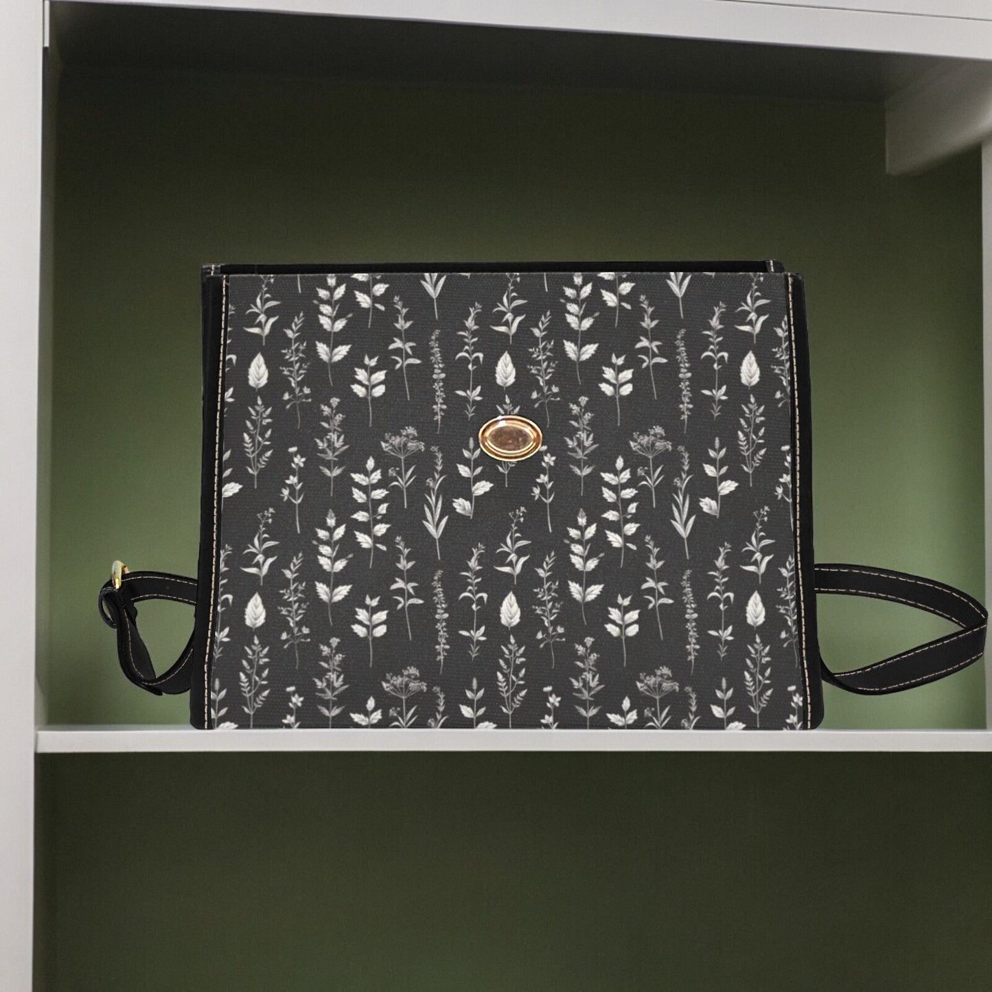 Satchel, Canvas Crossbody Bag, Cats Purse, Tote Bag, Cross Body Bag, Wildflowers Bag, Summer Purse, Black and White Bag