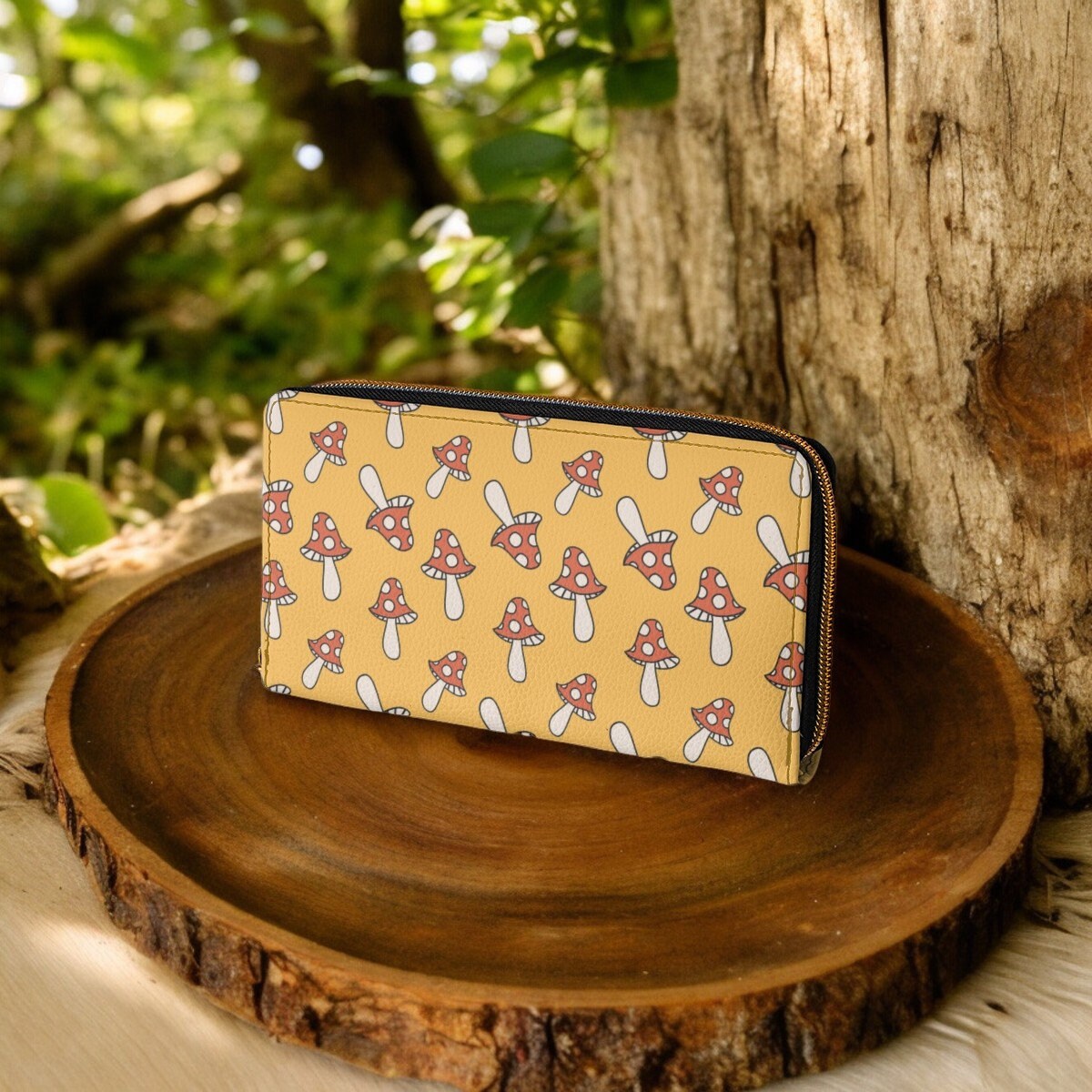 Cute Wallet, Slim Wallet, Zip Up Wallet, Cottagecore, Gift for Witchy Lovers, Vegan Leather Wallet, Women Travel Wallet, Travel Essentials