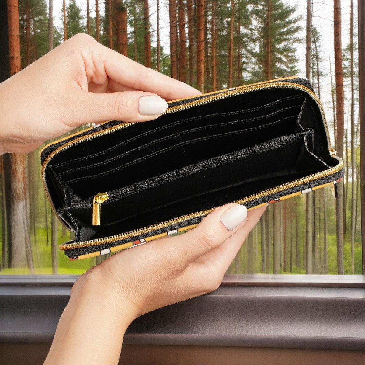 Cute Wallet, Slim Wallet, Zip Up Wallet, Cottagecore, Gift for Witchy Lovers, Vegan Leather Wallet, Women Travel Wallet, Travel Essentials