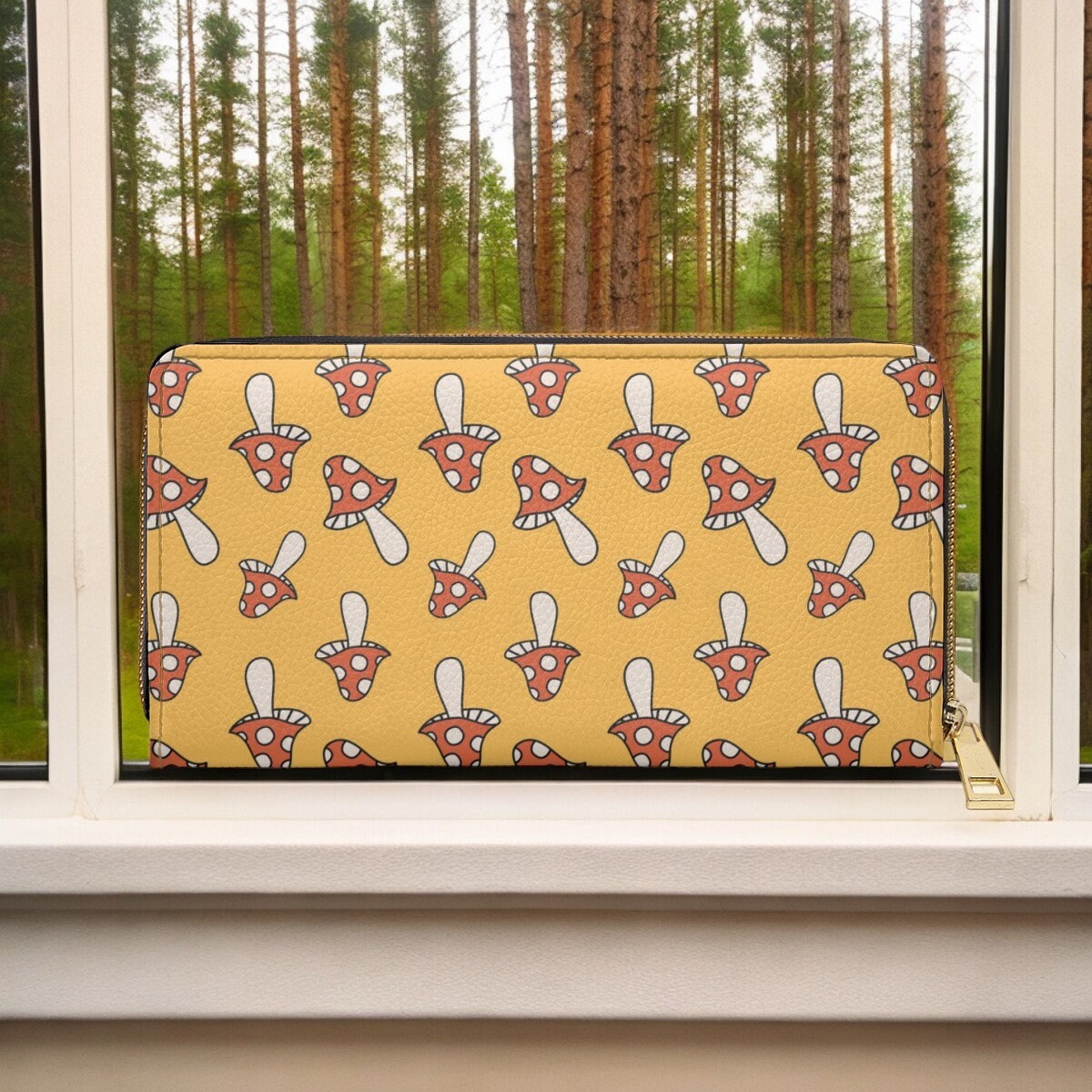 Cute Wallet, Slim Wallet, Zip Up Wallet, Cottagecore, Gift for Witchy Lovers, Vegan Leather Wallet, Women Travel Wallet, Travel Essentials